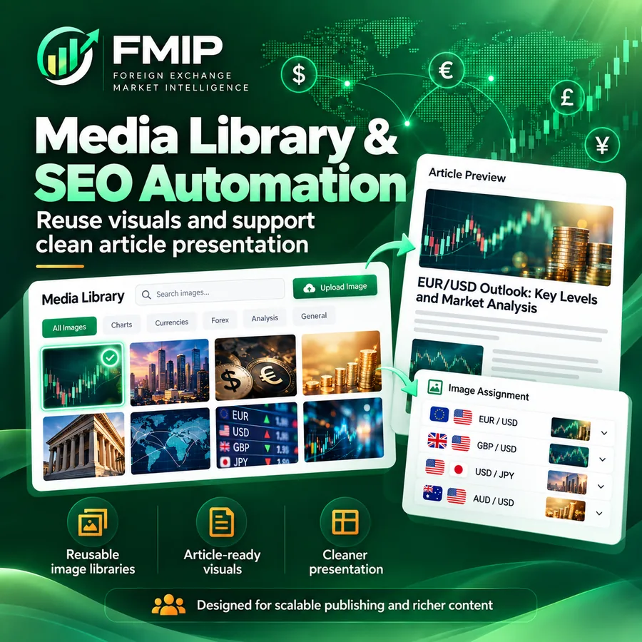مكتبة الصور والوسائط في FMIP مع تنظيم صور محتوى أسعار العملات ودعم SEO